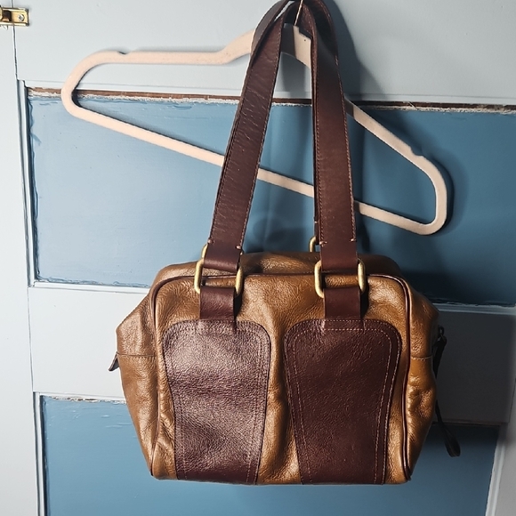 dulce Two Tone Brown Women's Brazalian Leather Handbag - Picture 4 of 17